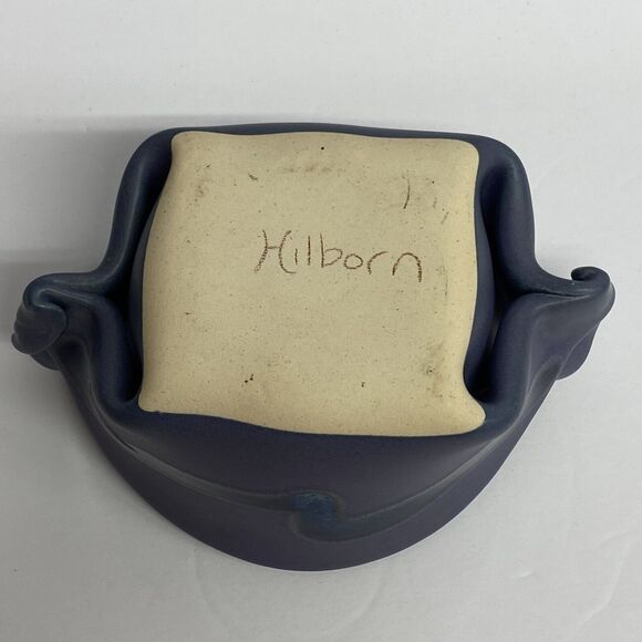 Hilborn Pottery Pinch Pot Vessel Periwinkle Purple Blue Signed Hand Crafted - Picture 8 of 12